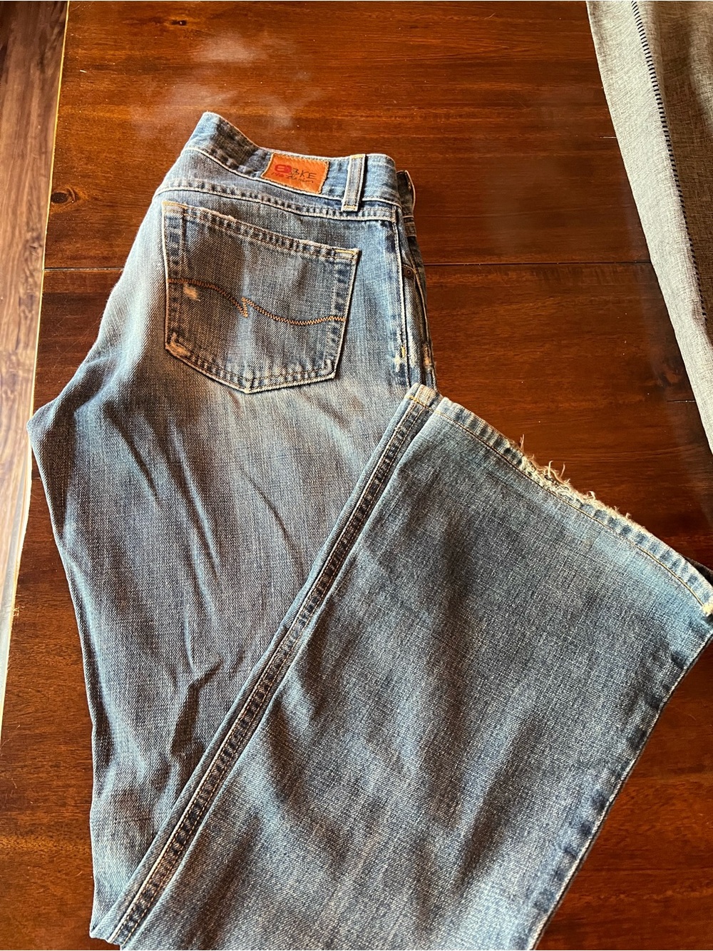 BKE Women's Light Blue Wide Leg Jeans with Frayed Hem